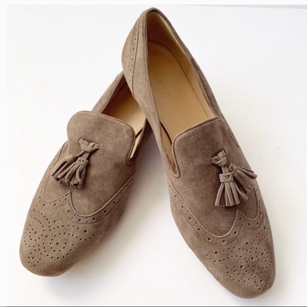 J. Crew Georgie gray suede tassel loafers